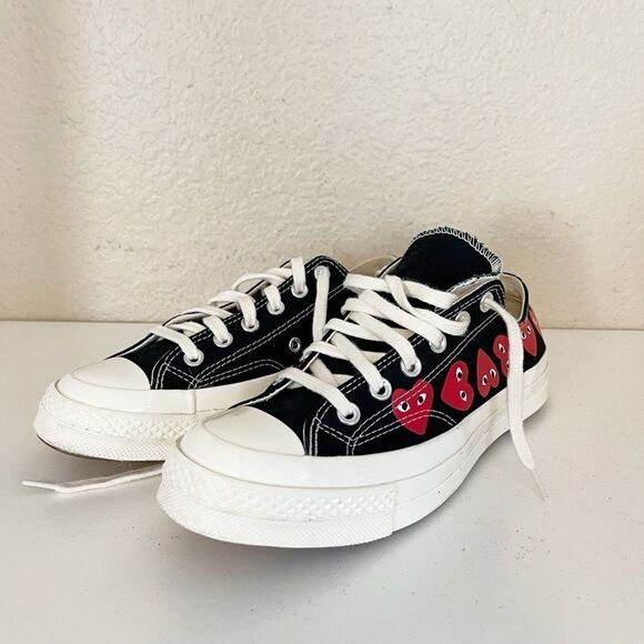 comme des garçon play x converse chuck 70 multi heart black sneakers W8.5/M6.5 - Picture 6 of 16